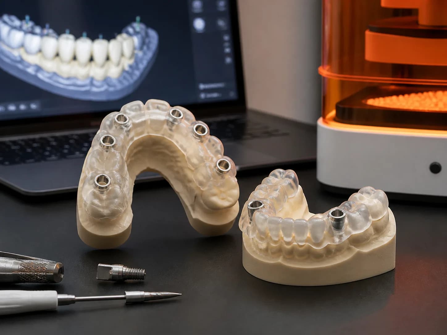 Digital dental models and surgical guides in a modern lab