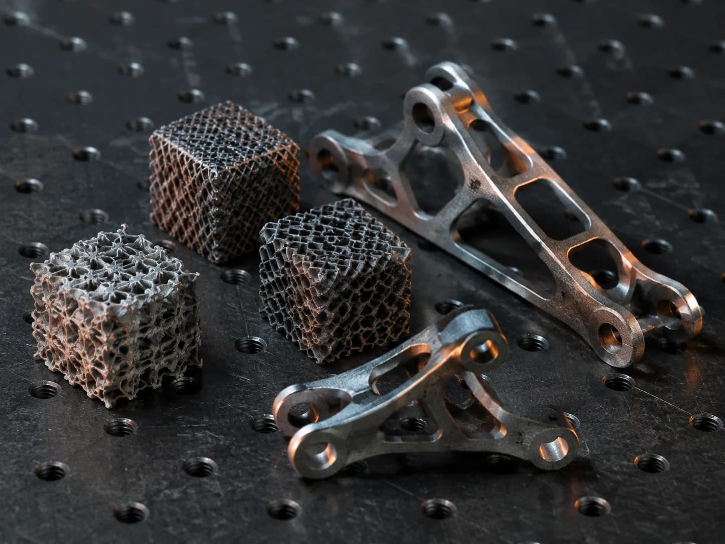 Titanium, steel and aluminium additive manufacturing samples